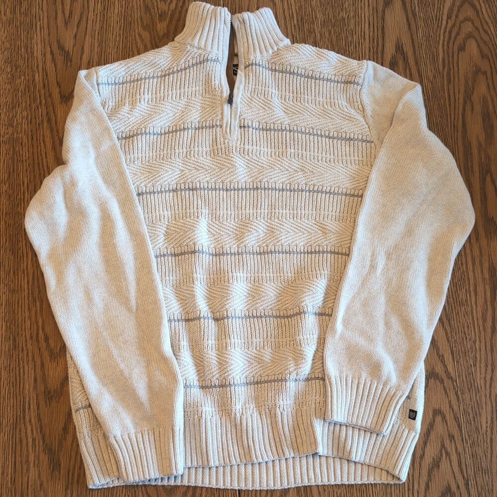 CHAPS Sweater Men's Long Sleeve Heavy 1/4 Zip Pullover Ivory Medium